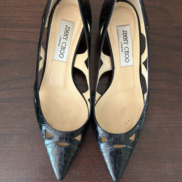 Jimmy Choo black kitten heel size 6.5 (36 1/2) - Picture 1 of 6